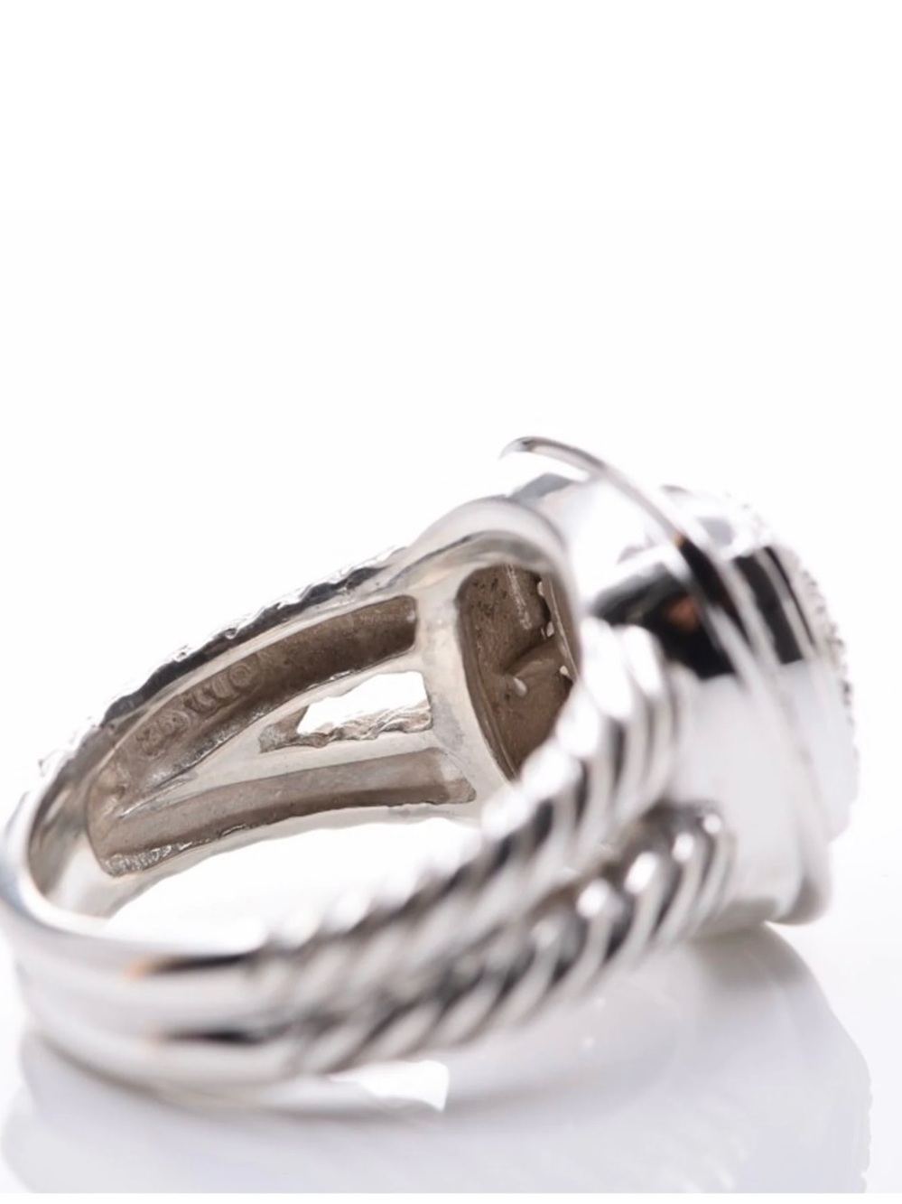 Sterling Silver Diamond 11mm Albion Pave Ring 56 7.5 - Picture 5 of 10